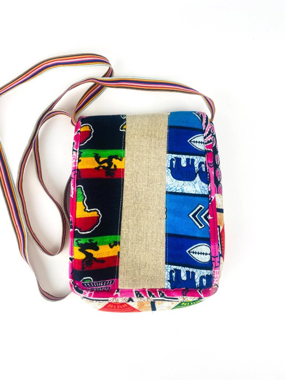 Handmade African Safari Print Patchwork Crossbody - Picture 3 of 11